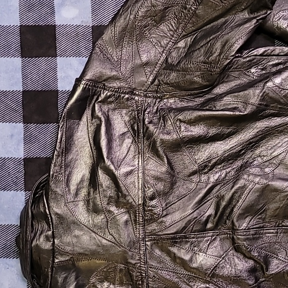 Vintage. 90s. Patchwork leather. Napoline Leather Outfitters. Bomber Jacket.  XL - Picture 16 of 16